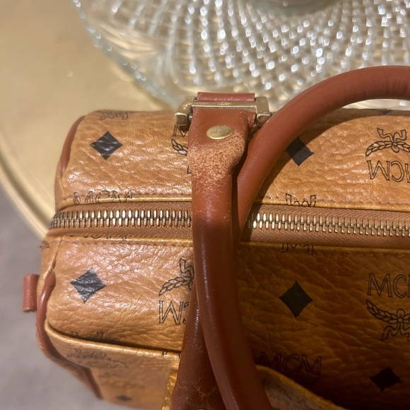 MCM Visetos Boston Leather Satchel